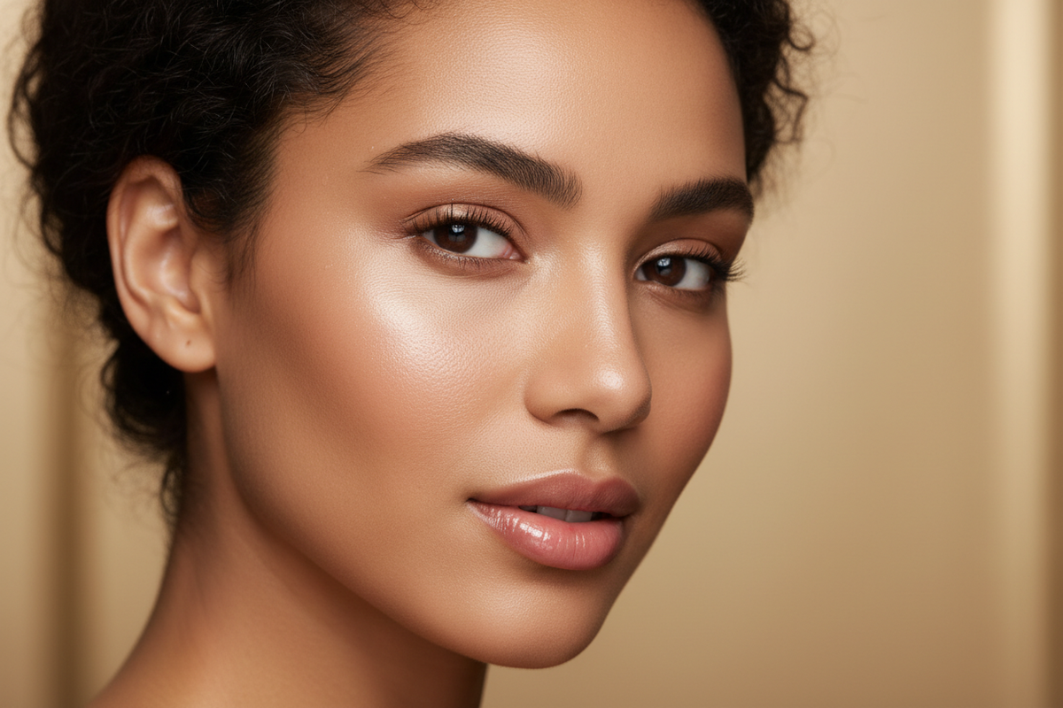 Model with Moroccan skin tone with the best skincare and glow