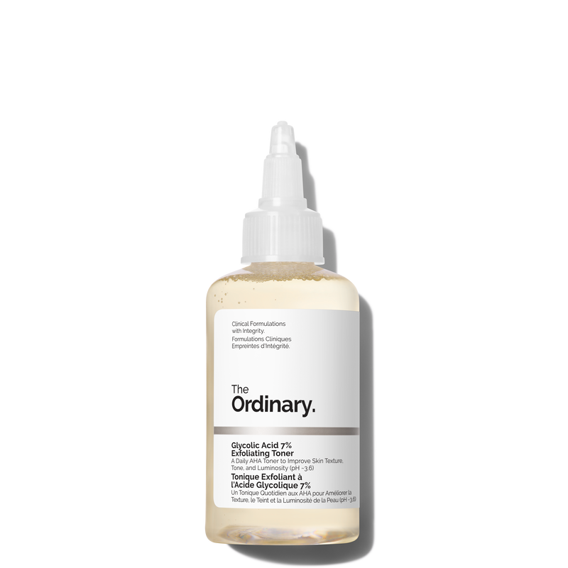 Toner Acide Glycolique 7% The Ordinary 240ml – exfoliant éclat et taches sombres, fond blanc